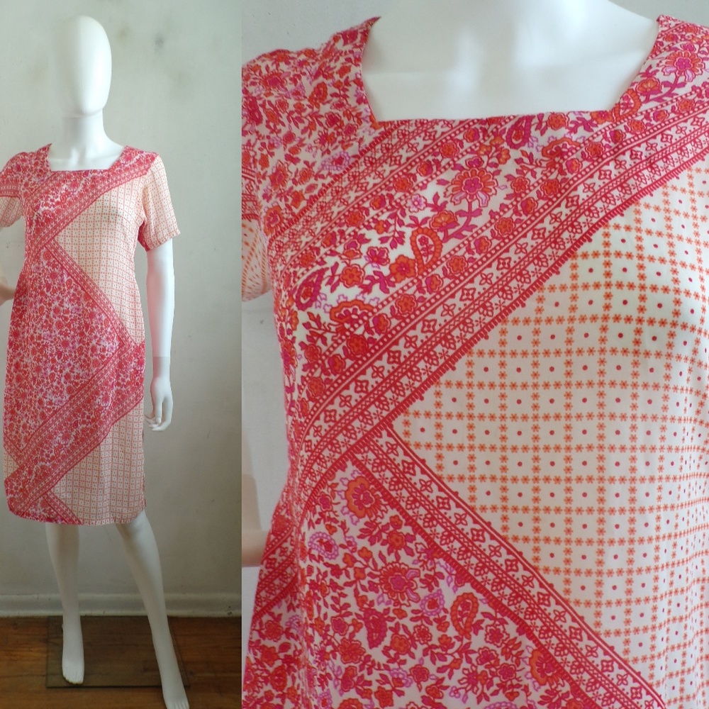 Orange Kurta Hand tailor tunic style dress Medium